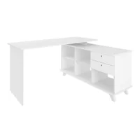 Mesa De Escritório Em L Retrô 3 Gavetas Arizona Branco -NAC