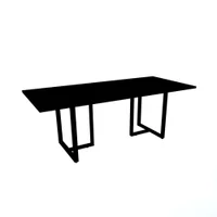 Mesa De Reunião Com Caixa De Tomada Retangular 200 X 90 Cm Pé Tub Pe25 Em Mdp Cor Preta Base Preta -NAC