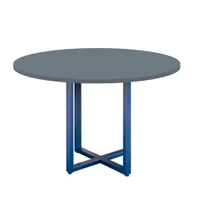 Mesa De Reunião Redonda P25 Pandin 110 Cm (largura) Tampo Mdp Grafito Pé Aço Tubular Azul Del Rey -NAC