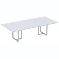 Mesa De Reunião Retangular 200 X 90 Cm Pé Tub Pe25 Em Mdp Cinza Base Cinza -NAC