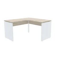 Mesa Em L P/ Escritório 155x155 Pandin P25 - Nogueira/branco -NAC