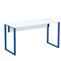 Mesa Escritório P25 Tub Pandin 120 Cm (larg) Tampo Mdp Branco Pé Aço Tubular Azul Del Rey -NAC
