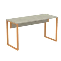 Mesa Escritório P25 Tub Pandin 134 Cm Larg Tampo Mdp Nogueira Casablanca Pé Aço Tubular Laranja -NAC
