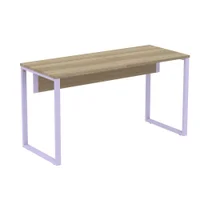 Mesa Escritório P25 Tub Pandin 134 Cm (larg) Tampo Mdp Noce Naturalle Pé Aço Tubular Lilás -NAC