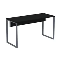 Mesa Escritório P25 Tub Pandin 134 Cm (larg) Tampo Mdp Preto Pé Aço Tubular Grafito -NAC