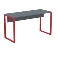 Mesa Escritório P25 Tub Pandin 150 Cm Largura X 70 Cm Profundidade Tampo Mdp Grafito Pé Aço Tubular Vermelho -NAC