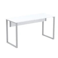 Mesa Escritório P25 Tub Pandin 150 Cm (larg) X 70 Cm (prof) Tampo Mdp Branco Pé Aço Tubular Cinza -NAC