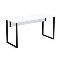 Mesa Escritório P25 Tub Pandin 150 Cm (larg) X 70 Cm (prof) Tampo Mdp Branco Pé Aço Tubular Preto -NAC