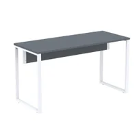 Mesa Escritório P25 Tub Pandin 170 Cm (larg) X 70 Cm (prof) Tampo Mdp Grafito Pé Aço Tubular Branco -NAC