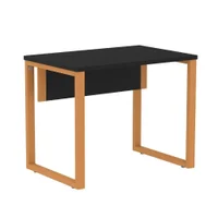 Mesa Escritório P25 Tub Pandin 90 Cm (larg) Tampo Mdp Preto Pé Aço Tubular Laranja -NAC