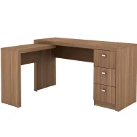 Mesa Para Computador Com 3 Gavetas Me4101 - Tecno Mobili - Amendoa -NAC