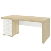 Mesa Para Escritório Com Gavetas Lado Esquerdo Corp A06 Carvalho/branco - Mpozenato -NAC