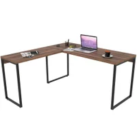 Mesa Para Escritório Home Office Estilo Industrial Em L Form C01 150x150cm Nogal - Lyam Decor -NAC