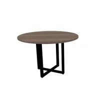 Mesa Reunião Redonda Pe25 Walnut Base Preta -NAC