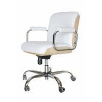 Poltrona Design Office Móveis Cadeira Eames Diretor Linha Capa Em Madeira, Branco -NAC