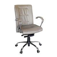 Poltrona Design Office Móveis Presidente, Base Cromada, Linha Vicenza, Bege -NAC