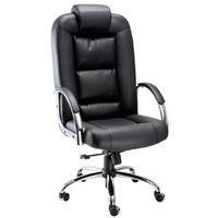 Poltrona Design Office Móveis Presidente Luxuosa, Com Braços Fixos Linha Firenze, Preto -NAC