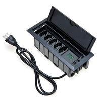 Caixa De Tomada, 7 Blocos, Embutir, 5 Tomadas, 20a 3, USB 5.2a - Preto -NAC