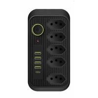 Extensão 5 Tomadas 4 Usb 1 Tipo C 1 Pd Led Bivolt 110v/220v :preto -NAC