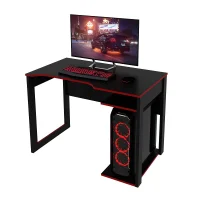 Mesa Gamer Tecno Mobili Escrivaninha Home Office Nicho, Preto com Vermelho -NAC