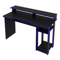 Mesa Gamer para Computador Tecno Mobili Me4153, 2 Prateleiras, Espaço para 2 monitores, Preto e Azul -NAC