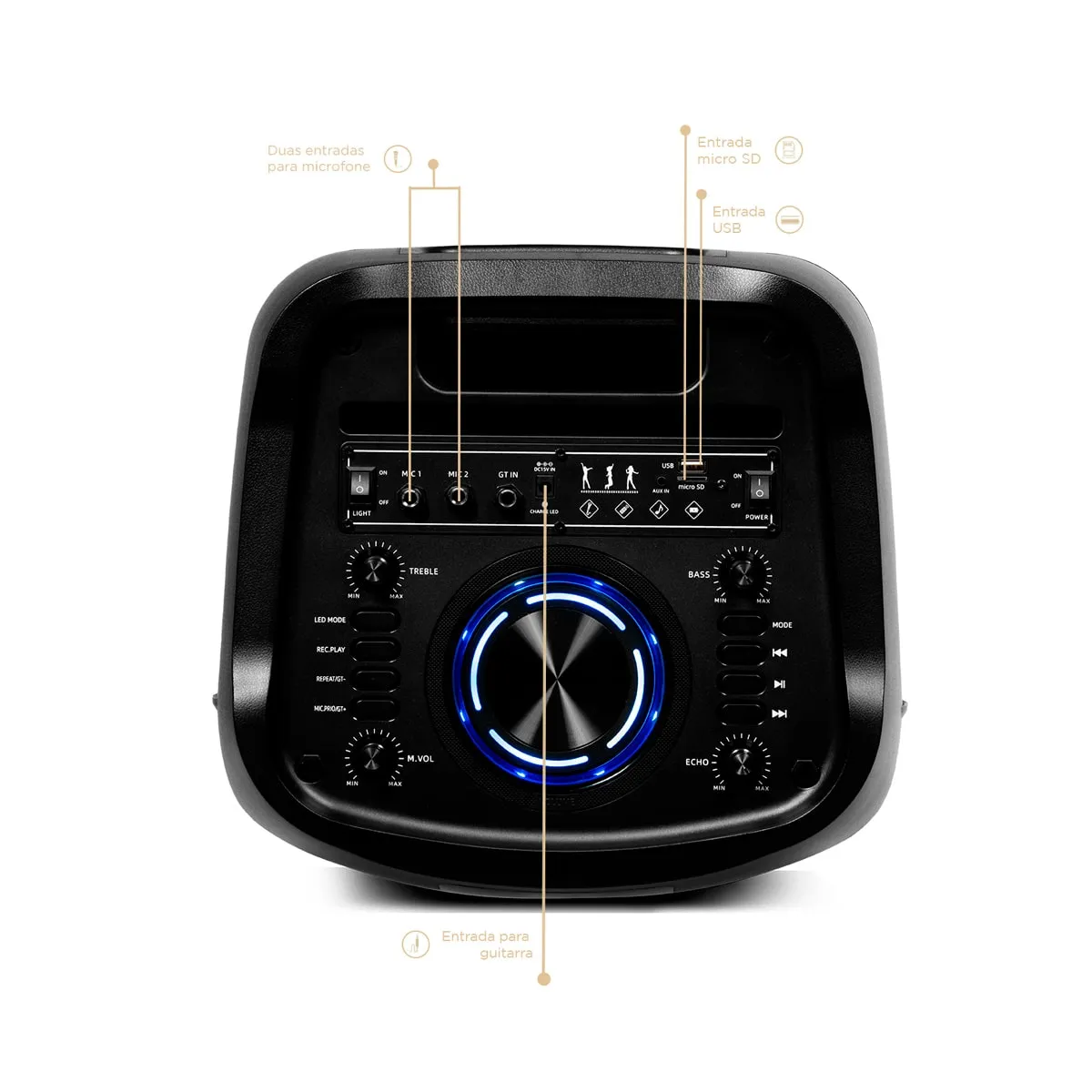 Caixa de Som Amplificada GT Evoke 2000 Bluetooth TWS | Goldentec -NAC - Imagem 4
